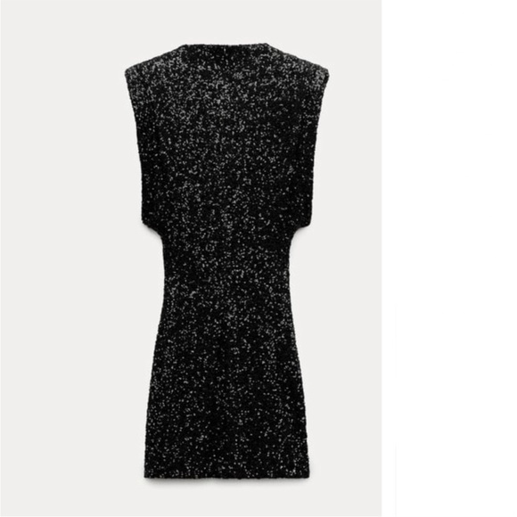 Zara SHOULDER PADS SEQUIN DRESS ZW COLLECTION 9489/108 - Picture 11 of 15